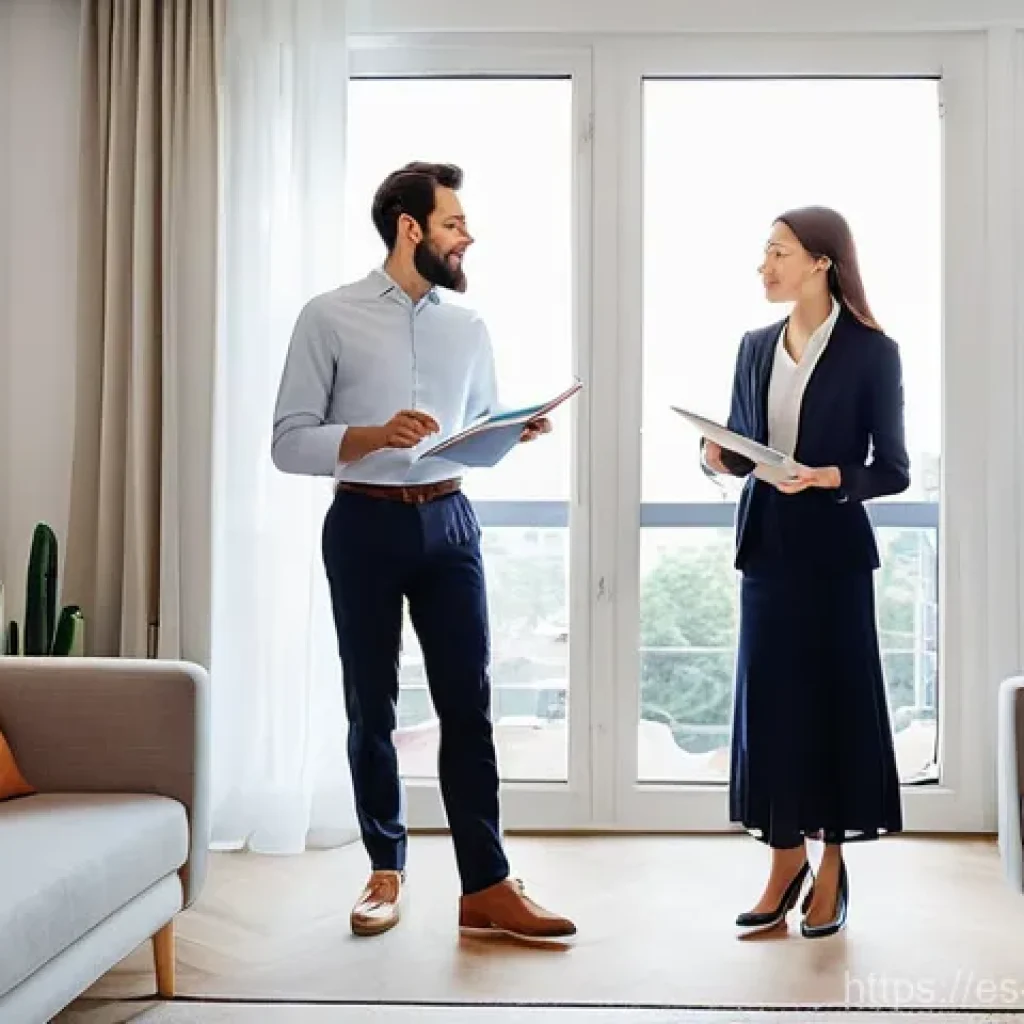 스위스에서 집 구하기 - **Prompt:** A dynamic, wide-angle shot inside a bright, modern apartment in a bustling Swiss city. A...